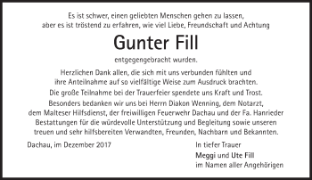 Traueranzeige von Gunter Fill von Süddeutsche Zeitung