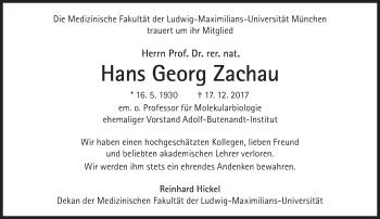 Traueranzeige von Hans Georg Zachau von Süddeutsche Zeitung