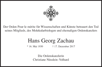 Traueranzeige von Hans Georg Zachau von Süddeutsche Zeitung
