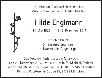 Traueranzeige von Hilde Englmann von Süddeutsche Zeitung