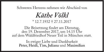 Traueranzeige von Käthe Völkl von Süddeutsche Zeitung