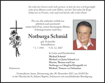 Traueranzeige von Notburga Schmid von Süddeutsche Zeitung