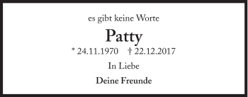 Traueranzeige von Patty  von Süddeutsche Zeitung