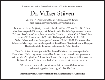 Traueranzeige von Volker Stüven von Süddeutsche Zeitung