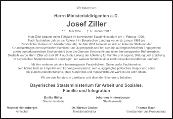 Traueranzeige von Josef Ziller von Süddeutsche Zeitung