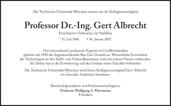 Traueranzeige von Gert Albrecht von Süddeutsche Zeitung
