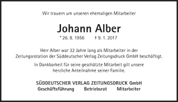 Traueranzeige von Johann Alber von Süddeutsche Zeitung