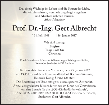 Traueranzeige von Gert Albrecht von Süddeutsche Zeitung