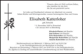 Traueranzeige von Elisabeth Katterloher von Süddeutsche Zeitung
