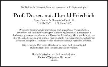 Traueranzeige von Harald Friedrich von Süddeutsche Zeitung