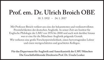 Traueranzeige von Ulrich Broich von Süddeutsche Zeitung
