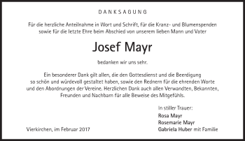 Traueranzeige von Josef Mayr von Süddeutsche Zeitung