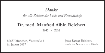 Traueranzeige von Manfred Albin Reichert von Süddeutsche Zeitung