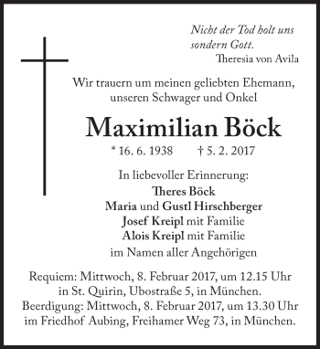 Traueranzeige von Maximilian Böck von Süddeutsche Zeitung