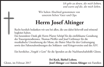 Traueranzeige von Josef Altinger von Süddeutsche Zeitung