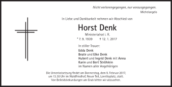 Traueranzeige von Horst Denk von Süddeutsche Zeitung