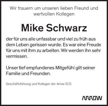 Traueranzeige von Mike Schwarz von Süddeutsche Zeitung