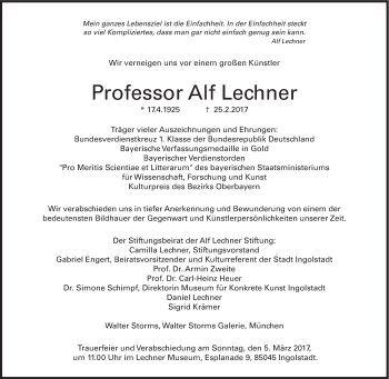 Traueranzeige von Alf Lechner von Süddeutsche Zeitung