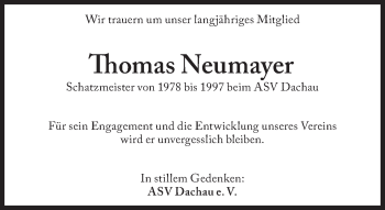 Traueranzeige von Thomas Neumayer von Süddeutsche Zeitung
