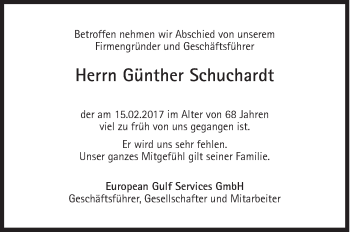 Traueranzeige von Günther Schuchardt von Süddeutsche Zeitung