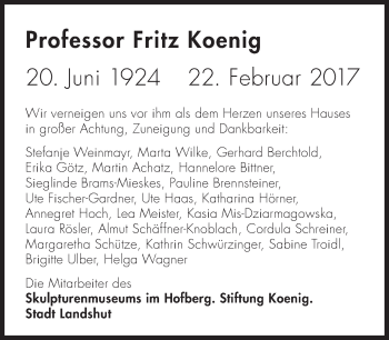 Traueranzeige von Fritz Koenig von Süddeutsche Zeitung