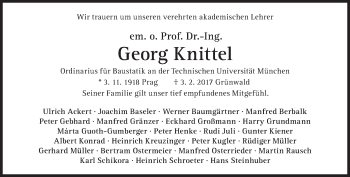 Traueranzeige von Georg Knittel von Süddeutsche Zeitung
