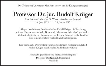 Traueranzeige von Rudolf Krüger von Süddeutsche Zeitung
