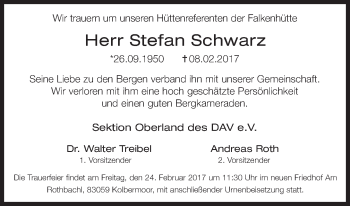 Traueranzeige von Stefan Schwarz von Süddeutsche Zeitung