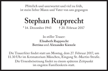 Traueranzeige von Stephan Rupprecht von Süddeutsche Zeitung