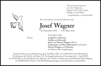 Traueranzeige von Josef Wagner von Süddeutsche Zeitung
