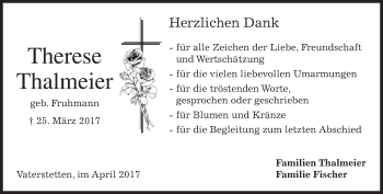 Traueranzeige von Therese Thalmeier von Süddeutsche Zeitung