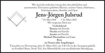 Traueranzeige von Jens-Jörgen Julsrud von Süddeutsche Zeitung