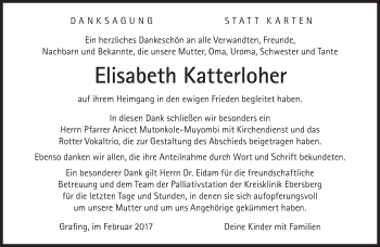 Traueranzeige von Elisabeth Katterloher von Süddeutsche Zeitung