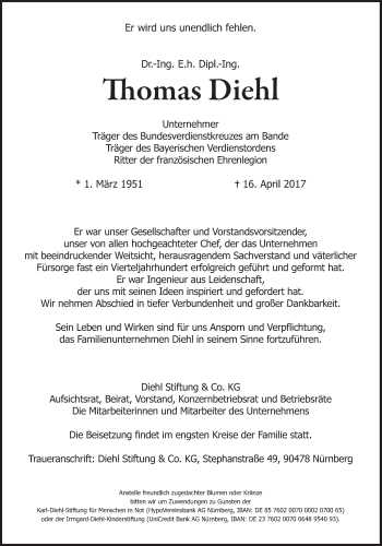 Traueranzeige von Thomas Diehl von Süddeutsche Zeitung
