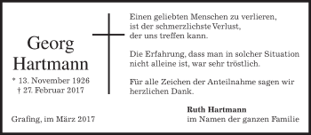 Traueranzeige von Georg Hartmann von Süddeutsche Zeitung