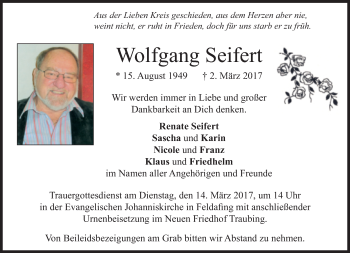 Traueranzeige von Wolfgang Seifert von Süddeutsche Zeitung