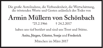 Traueranzeige von Armin  Müllern von Schönba von Süddeutsche Zeitung