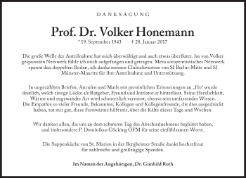 Traueranzeige von Volker Honemann von Süddeutsche Zeitung