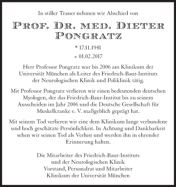 Traueranzeige von Dieter Pongratz von Süddeutsche Zeitung