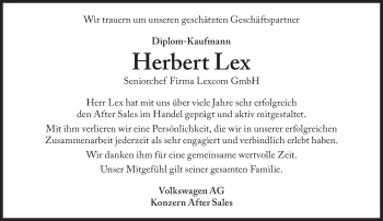 Traueranzeige von Herbert Lex von Süddeutsche Zeitung