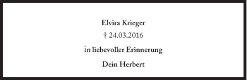 Traueranzeige von Elvira Krieger von Süddeutsche Zeitung