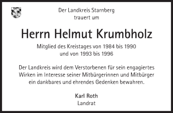 Traueranzeige von Helmut Krumbholz von Süddeutsche Zeitung