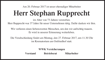 Traueranzeige von Stephan Rupprecht von Süddeutsche Zeitung