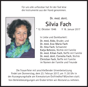 Traueranzeige von Silvia Fach von Süddeutsche Zeitung