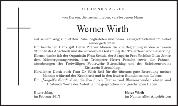 Traueranzeige von Werner Wirth von Süddeutsche Zeitung