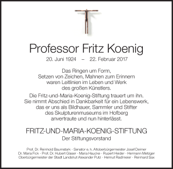 Traueranzeige von Fritz Koenig von Süddeutsche Zeitung