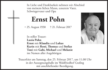 Traueranzeige von Ernst Pohn von Süddeutsche Zeitung