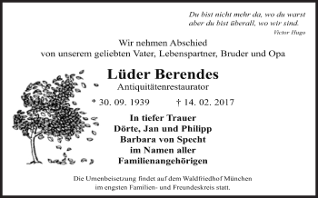 Traueranzeige von Lüder Berendes von Süddeutsche Zeitung