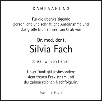 Traueranzeige von Silvia Fach von Süddeutsche Zeitung