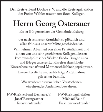 Traueranzeige von Georg Osterauer von Süddeutsche Zeitung